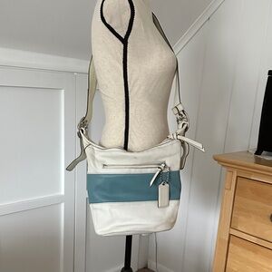 Coach White and Blue Crossbody Bag
